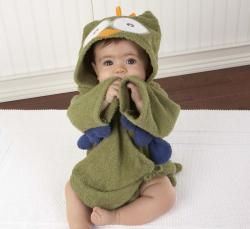 Baby Aspen My Little Night Owl Hooded Terry Spa Robe in Green