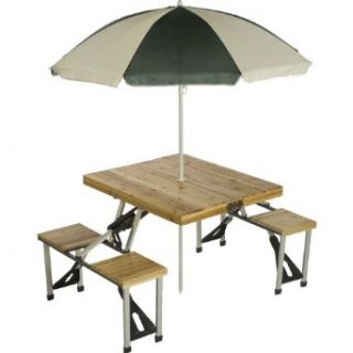 Picnic Plus Wood Folding Picnic Table W/Umbrella Clothing
