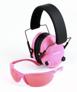 Champion Electronic Ear Muffs & Shooting Glasses   Pink