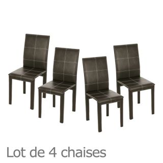 Lot de 4 chaises BUGGY Chocolat / Surpiqûres Blanches   Composition