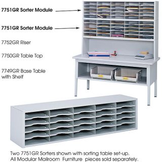 Safco E Z Sort Gray Solid Steel Mail Sorter with Adjustable Shelves