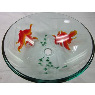 Clear Gold Fish Modern Glass Vessel Bathroom Sink