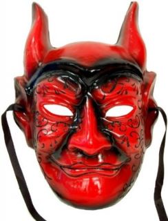 Shiny Red Devil Adult Costume Mask Clothing