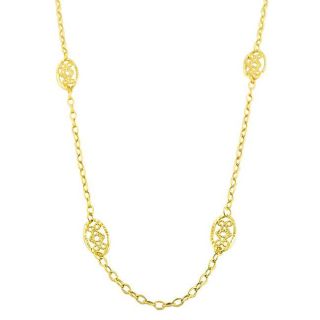 14k Yellow Gold Filigree Station 24 inch Chain Necklace