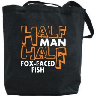 Canvas Tote Bag Black  Half Man , Half Fox Faced Fish