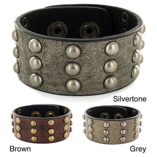 West Coast Jewelry Leather Snap Cuff Stud Design Bracelet