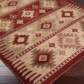 Loomed Free form Red Rug (53 x 76)