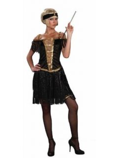 Golden Glamour Roaring 20s Flapper Black Dress Costume