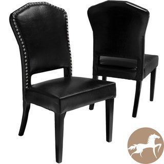 Christopher Knight Home Robinson Black Leather Dining Chairs (Set of 2