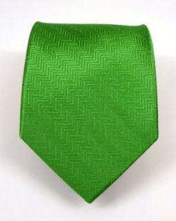 100% Silk Woven Solid Herringbone Kelly Green Tie
