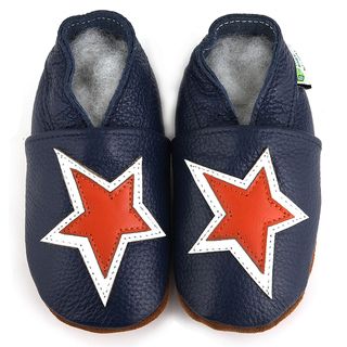 Baby Pie Blue and Orange Star Leather Boys Shoes