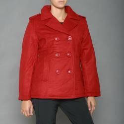 Lexen Red Womens Wool Double Breasted Pea Coat