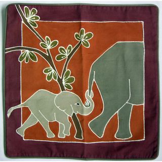 Hand Painted African Elephant Pillow Cover (Zambia)