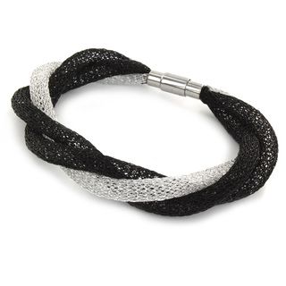 Two tone Stainless Steel Mesh Ribbon Bracelet