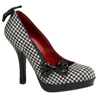 Womens Pin Up Secret Houndstooth Fabric/Black Patent Leather Today $