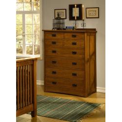 Mission Solid Oak 4 piece Queen Panel Bedroom Set w/ 8 drawer Tall