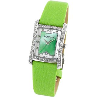 Stuhrling Original Womens Gatsby Girl Green Strap Crystal Watch