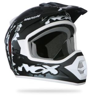 NOX Casque Moto/Scooter Cross N723   Coloris noir, blanc, gris motif