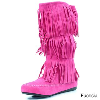 Stanzino Womens Fringed Moccassin Boots