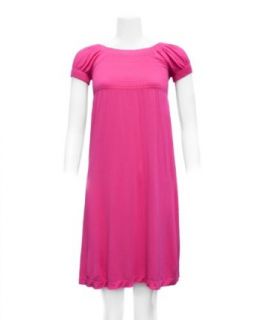 Fuchsia Pink Ladies Stretch Comfort Casual Dress Clothing