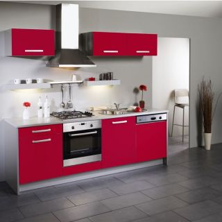 BOX Cuisine L 245 cm Rouge façade lave vaisselle   Achat / Vente