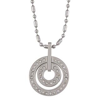 Stainless Steel Double Circle Crystal Necklace