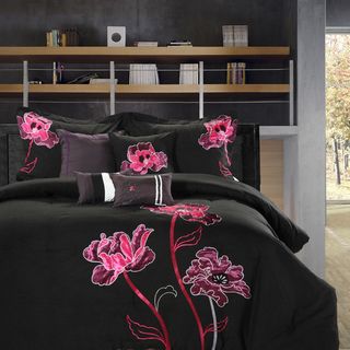 Black Orchid Queen size 8 piece Comforter Set