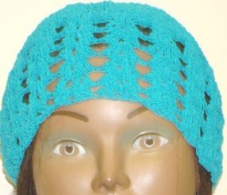 Cp110, Hand Crocheted Turquoise Color Rayon Cotton Gimp