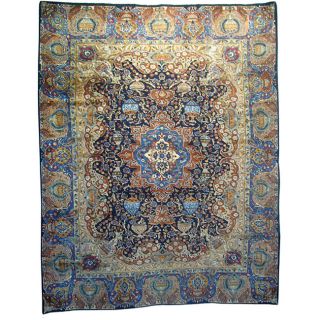 Persian Hand knotted Kashmar Blue Wool Rug (910 x 126)