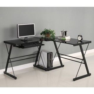 Shape Black Glass Corner Computer Desk