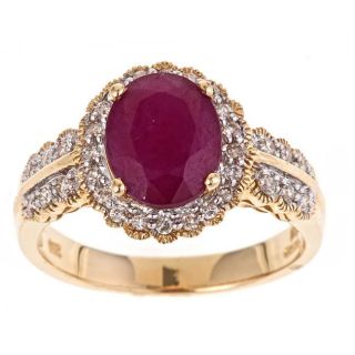 Yach 14k Yellow Gold Ruby and 2/5ct TDW Diamond Fashion Ring (G H