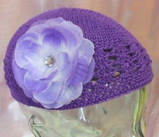Olivia Crochet Baby Hat (Purple Hat/Lavender Flower