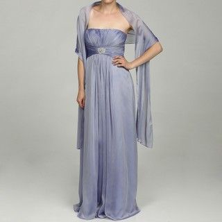 JS Collections Womens Iris Chiffon Brooch Gown