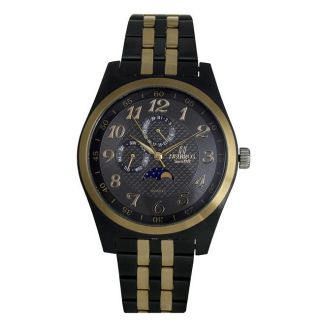 Helbros Mens Casual Stainless Steel Black Dial Watch