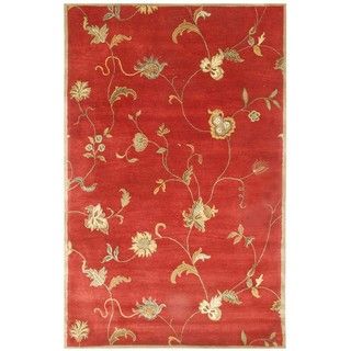 Diana Hand tufted Red/ Gold Wool Rug (5 x 8)