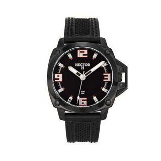 Hector H France Mens Analog Black Dial Leather Strap Sport Watch MSRP