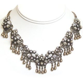 Sweet Romance Pearl and Crystal Garden Collar Necklace