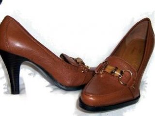 com New York Transit Glazed Leather Comfort Pumps Ring Detail Shoes