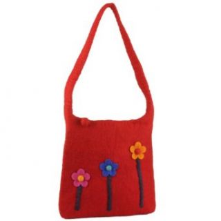 Earth Divas NFP 26 117 Red Pressed Wool Shoulder Bag With