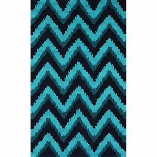 Handmade Chevron Turquoise Rug (5 x 8)
