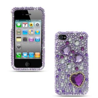 Premium iPhone 4/ 4S Purple Heart Rhinestone Protector Case