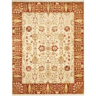 Pakistani Hand knotted Peshawar Beige/ Red Wool Rug (8 x 10