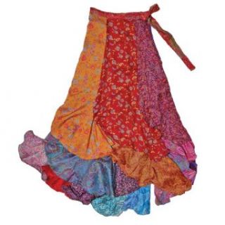 Patchwork long silk blend sari wrap skirt by Jedzebel