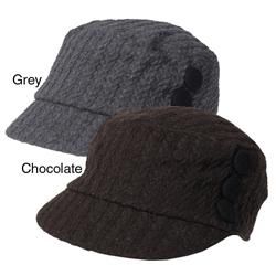 Adi Designs Womens Button Detail Wool Knit Hat