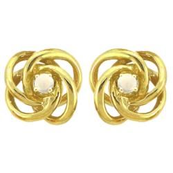 10k Gold October Birthstone Opal Love Knot Stud Earrings