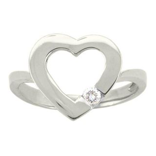 10k Gold White Topaz April Birthstone Heart Ring