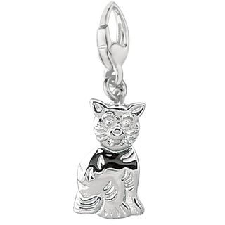 Sterling Silver Sitting Cat Flat Charm