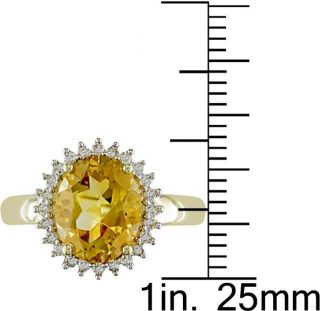 10k Yellow Gold Citrine and 1/5ct TDW Diamond Ring