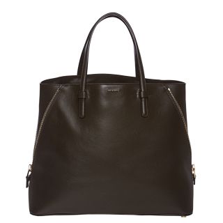 Tom Ford Chocolate Leather Side Zip Tote Bag