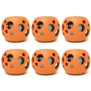 Orange Round Ceramic Solar Lights Pot with Bubble Cutouts (Set of 6